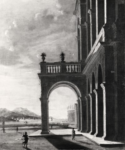 A. C. Cooper — Codazzi Viviano - sec. XVII - Palazzo con portico e figure — insieme